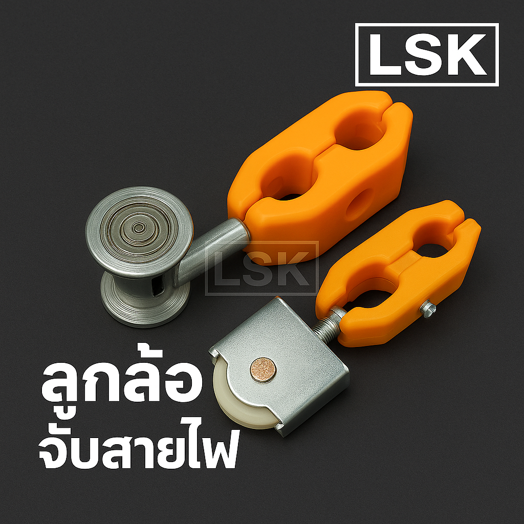 ลูกล้อจับสายไฟกลม แบบเกาะสลิง และราง C-rail